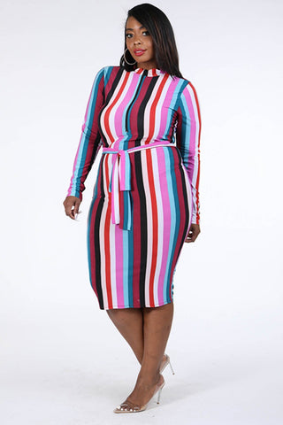 Multi Stripe Zip Up Dress