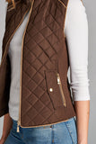 Quilted Padding Vest With Suede Piping Details