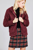 Hoodie Side Pocket Faux Fur Zip-up Jacket