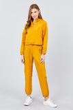 Long Raglan Sleeve Mock Neck Toggle Elastic Hem Wind Breaker Crop To