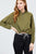 Long Raglan Sleeve Mock Neck Toggle Elastic Hem Wind Breaker Crop To