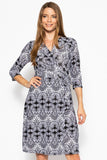 V-neck Line 3/4 Sleeve Dress