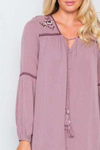 Ruby Violette Floral Embroidery Boho Dress