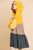 Striped Long Sleeve Color Blocked Hooded Tunic With Drawstring And Ruffle Hem