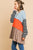 Striped Long Sleeve Color Blocked Hooded Tunic With Drawstring And Ruffle Hem