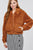 Long Sleeve Pouch Pocket W/collar Faux Fur Jacket