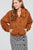 Long Sleeve Pouch Pocket W/collar Faux Fur Jacket
