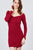 Long Sleeve Off The Shoulder Neckline Front Snap Button Detail Cotton Spandex Heavy Rib Mini Dress