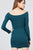 Long Sleeve Off The Shoulder Neckline Front Snap Button Detail Cotton Spandex Heavy Rib Mini Dress
