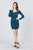 Long Sleeve Off The Shoulder Neckline Front Snap Button Detail Cotton Spandex Heavy Rib Mini Dress