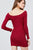 Long Sleeve Off The Shoulder Neckline Front Snap Button Detail Cotton Spandex Heavy Rib Mini Dress
