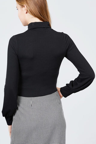 Long Sleeve Turtle Neck Rib Knit Top