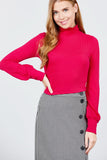 Long Sleeve Turtle Neck Rib Knit Top