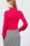 Long Sleeve Turtle Neck Rib Knit Top