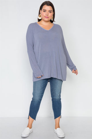 Plus Size Basic Over Sized Long Sleeve Top