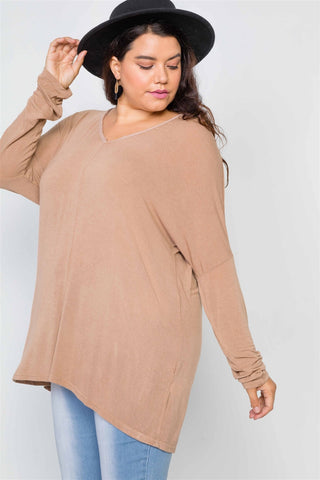 Plus Size Basic Over Sized Long Sleeve Top