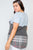Plus Size Charcoal Blue Casual Combo Knit Top