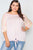 Plus Size Pink Scoop-neck 3/4 Sleeve Top
