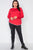 Plus Size Knit Long Sleeve Contrast Trim Top