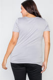 Plus Size Solid Front-twist Short Sleeve Top