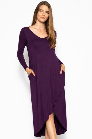 Plus Solid, Maxi Dress With Pockets