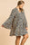 Animal Print Oversize Bell Sleeve V-neck Dress