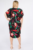 Multi Color Print Short Sleeve Kimono Dress With Waist Tie