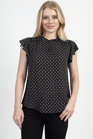 Geo Print Front Key Hole Top