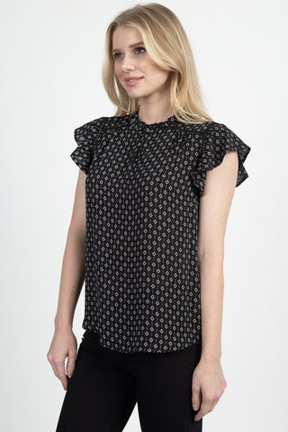 Geo Print Front Key Hole Top
