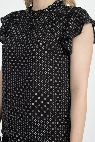 Geo Print Front Key Hole Top