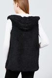 Open Front W/hoodie Faux Fur Reversible Vest