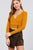 Long Sleeve Surplice Neck Line Button Detail Rib Knit Top