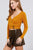 Long Sleeve Surplice Neck Line Button Detail Rib Knit Top