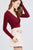 Long Sleeve Surplice Neck Line Button Detail Rib Knit Top