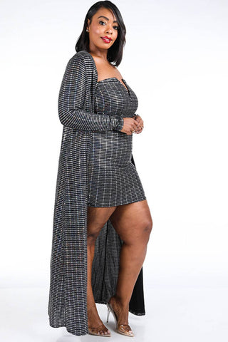 Trans Sequins Dress & Cardigan Set