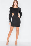Cut-out Flounce Sleeve Trim Mini Dress