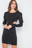 Cut-out Flounce Sleeve Trim Mini Dress