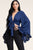 Solid Bubble Crepe Tie Front Ruffled Long Sleeve Top