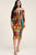 Multi Color Antenna Print 3/4 Sleeve Off The Shoulder Midi Dress