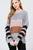 Long Dolman Sleeve Round Neck Multi Color Block Sweater