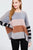 Long Dolman Sleeve Round Neck Multi Color Block Sweater
