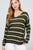 Long Sleeve V-neck Twist Back Stripe Sweater Top
