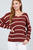 Long Sleeve V-neck Twist Back Stripe Sweater Top