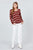 Long Sleeve V-neck Twist Back Stripe Sweater Top