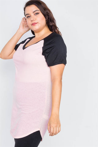 Plus Size Washed Round Hem Shirt Dress