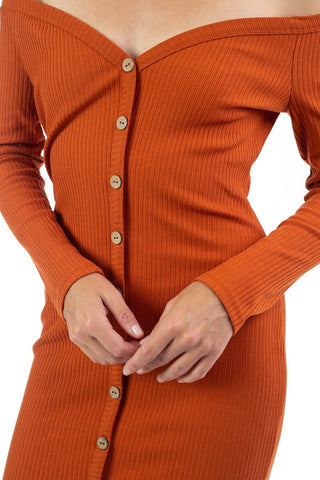 Off Shoulder Ribbed Dress