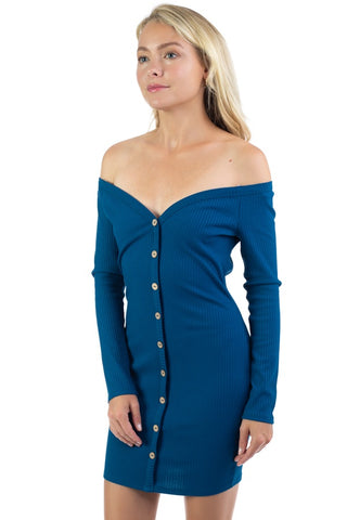 Off Shoulder Ribbed Dress