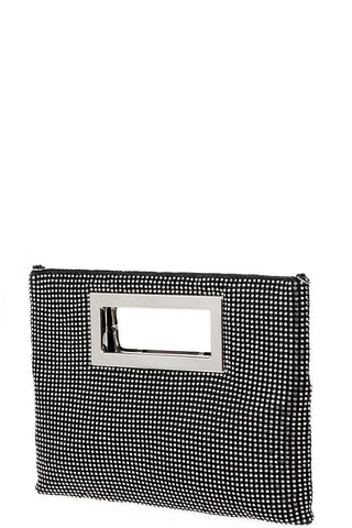 Designer Fashion Multi Rhinestone Clutch Purse With Chain