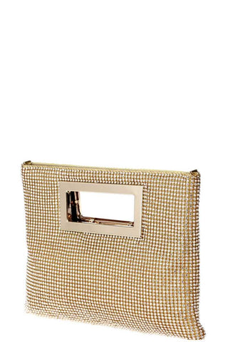 Designer Fashion Multi Rhinestone Clutch Purse With Chain