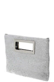 Designer Fashion Multi Rhinestone Clutch Purse With Chain